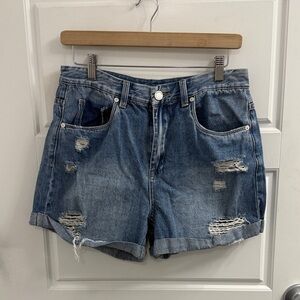 Blank NYC Denim Distressed Women High Rise Shorts Size 28